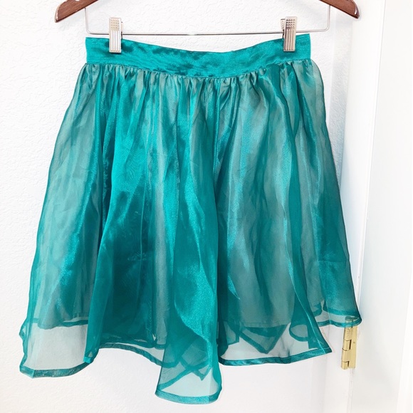 VTG NWOT 1990s GUESS Organza Mini Skirt TURQUOISE SZ: X-Small - Picture 6 of 8